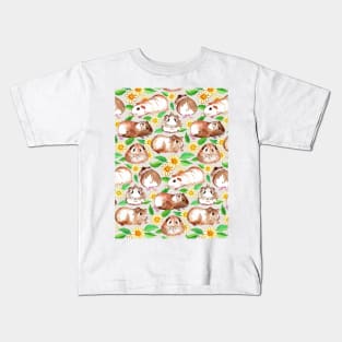 Guinea Pigs and Daisies in Watercolor Kids T-Shirt